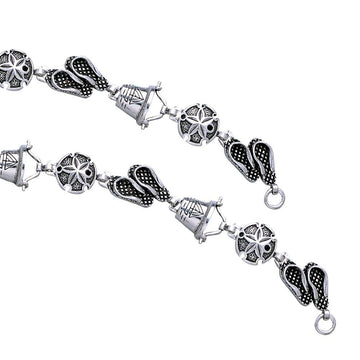 Itโ€s more fun in the sand ~ Sterling Silver Jewelry Link Bracelet TBG450 - Jewelry